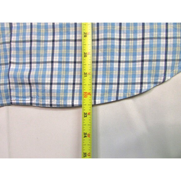 Peter Millar Men's Button Down Long Sleeve Blue Plaid Cotton Large Dress Shirt - Picture 12 of 14